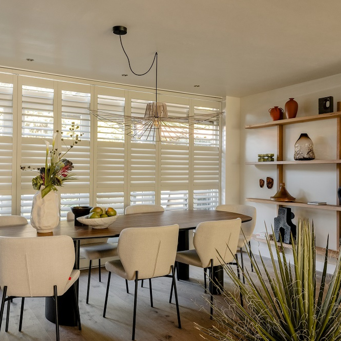 JASNO shutters eetkamer cream grey lamelverdeling
